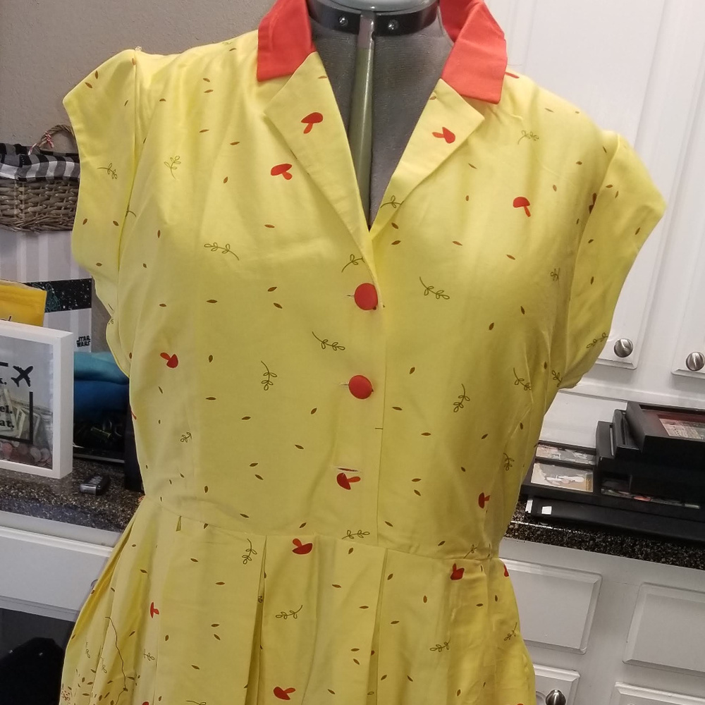 Lindy Bop Yellow and Red Midi Dress